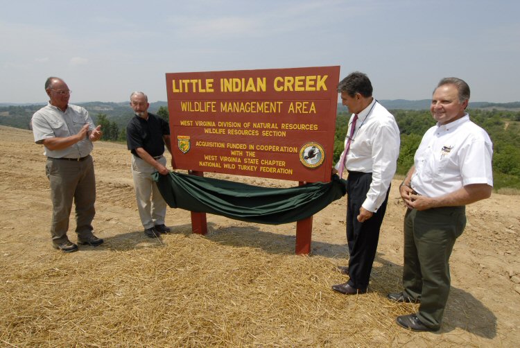 Dennis Fredricks from CONSOL Energy, Inc.; Ron Fretts, NWTF Board of Directors; Gov. Joe Manchin; and DNR Director Frank Jezioro