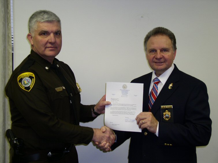 Lt. Col. Jerry Jenkins with DNR Director Frank Jezioro