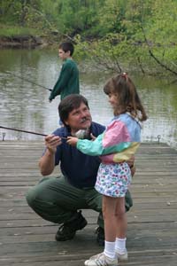 Father and daughter fishing