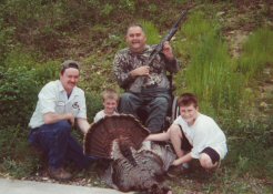 First gobbler with neighbors Scott, Nathan, and Jeremiah Gordon