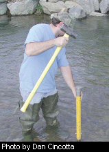 Installing a water temperature log device which records hourly temperatures